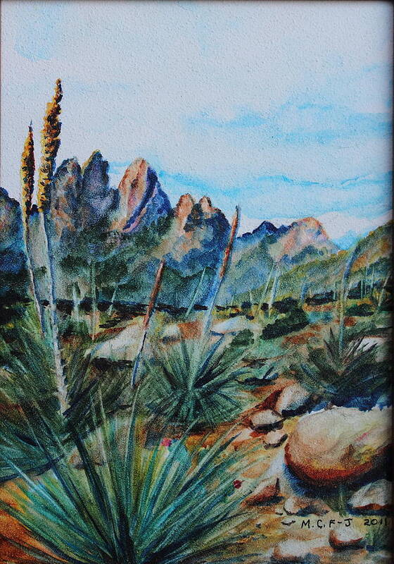 Yucca Poster featuring the painting Rattlesnake Told Me To Follow the Sun by Mary C Farrenkopf
