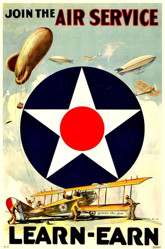 Army Poster featuring the photograph Recruiting Poster - WW1 - Air Service by Benjamin Yeager
