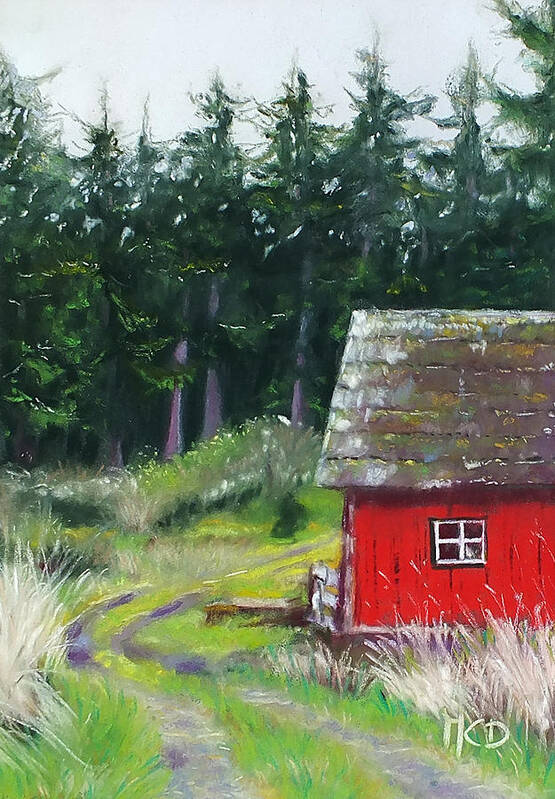 Pastel Painting Poster featuring the painting Red Barn by Marie-Claire Dole