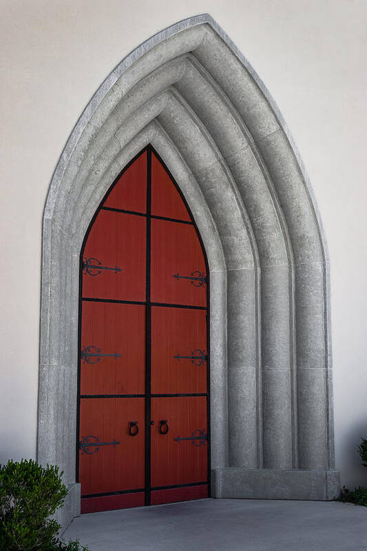 Church Poster featuring the photograph Red Door at Our Lady of the Atonement by Ed Gleichman