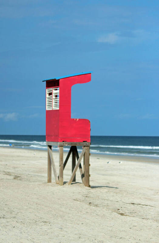 Red Poster featuring the photograph Red Lifeguard Stand by Cynthia Guinn