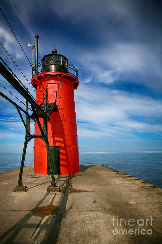 Lighthouse Poster featuring the photograph Red Lighthouse by Timothy Johnson