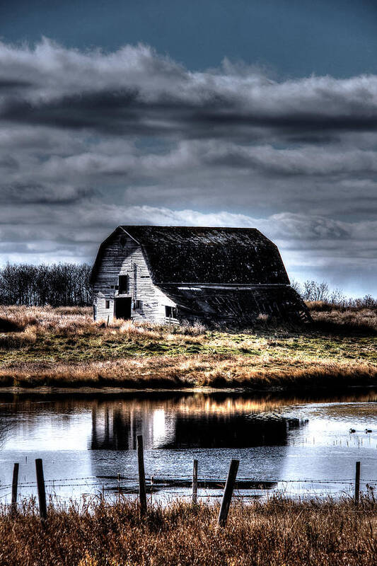 Old Poster featuring the photograph Reflections of Abandoned Barn by Andrea Lawrence