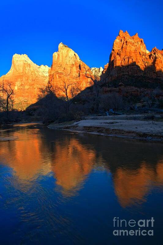 Court Of The Patriarchs Poster featuring the photograph Reflections Of The Zion Patriarchs by Adam Jewell