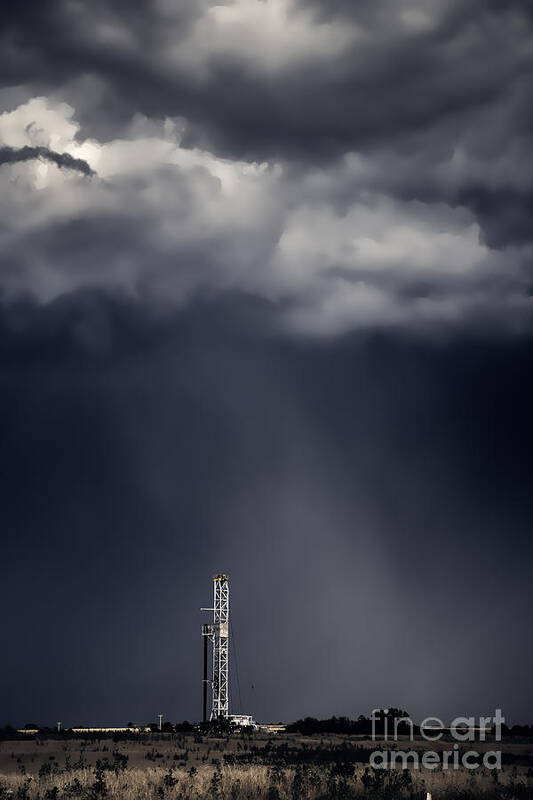 Drilling Rigs Poster featuring the photograph Rig in the Rain by Jim McCain