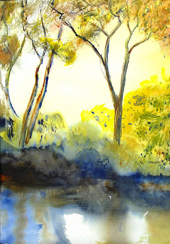 Landscape Poster featuring the painting River Trees II by Peter Senesac
