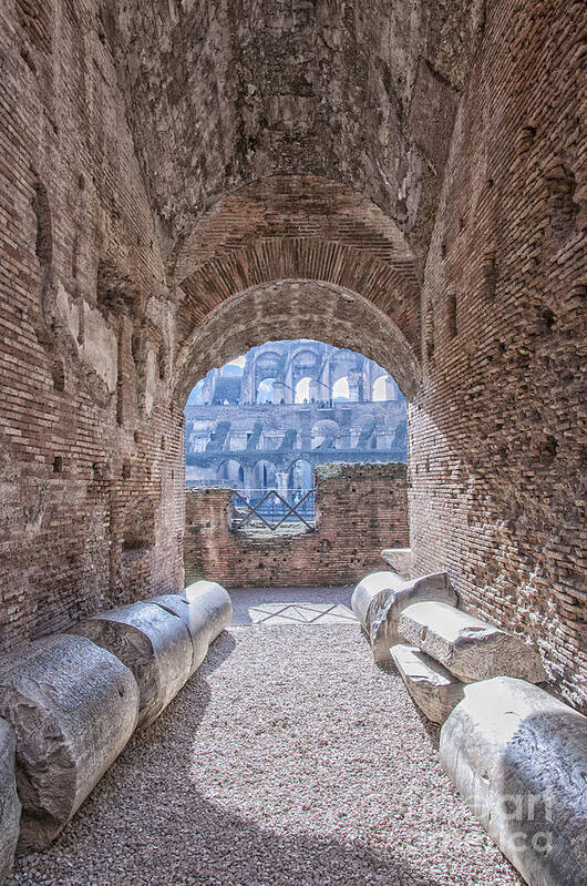 Colosseum Poster featuring the photograph Rome Colosseum Interior 01 by Antony McAulay