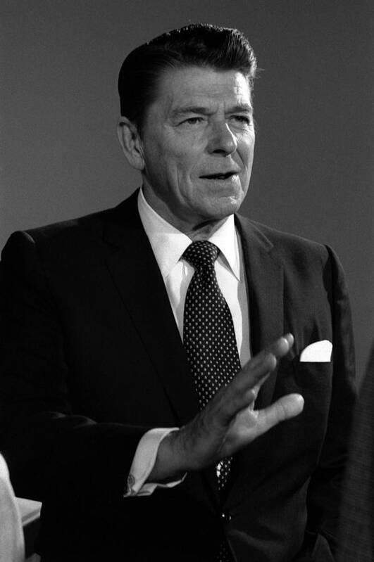 Ronald Reagan Poster featuring the photograph Ronald Reagan on Meet the Press 1976 by Timothy McAfee
