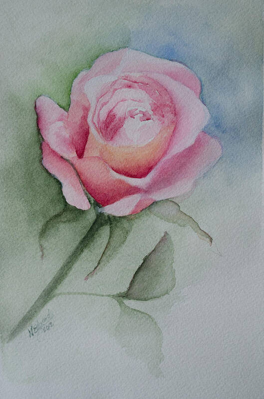 Flower Poster featuring the painting Rose 1 by Nancy Edwards