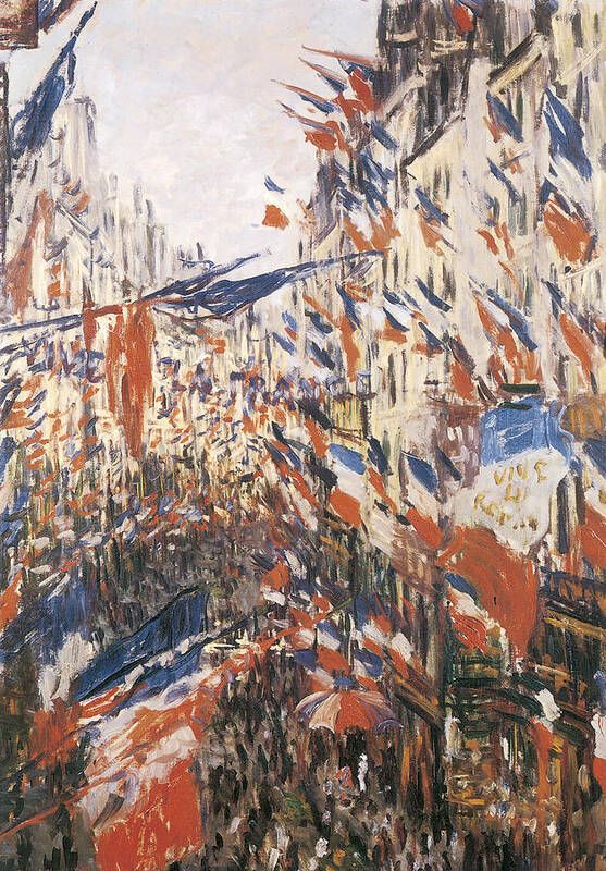 Rue Montorgeuil Decked With Flags Poster featuring the painting Rue Montorgeuil Decked with Flags by Claude Monet