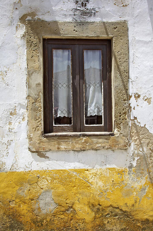 Architecture Poster featuring the photograph Rustic Window of Medieval Obidos by David Letts