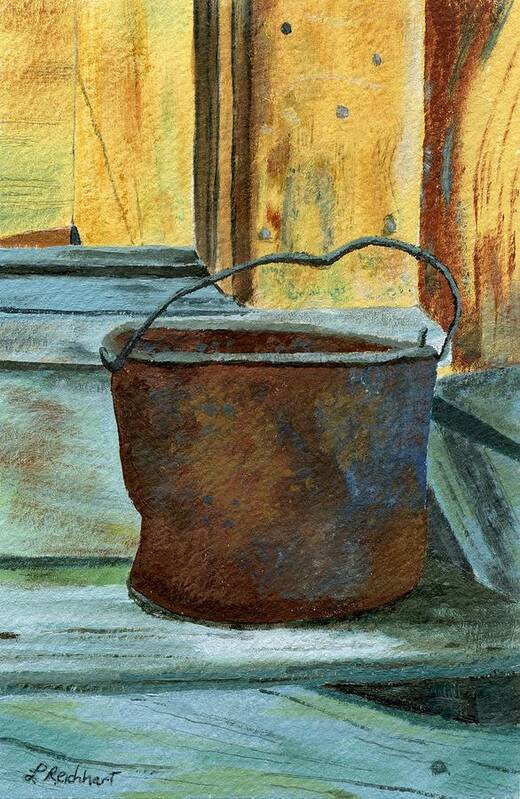 Bucket Poster featuring the painting Rusty Bucket by Lynne Reichhart