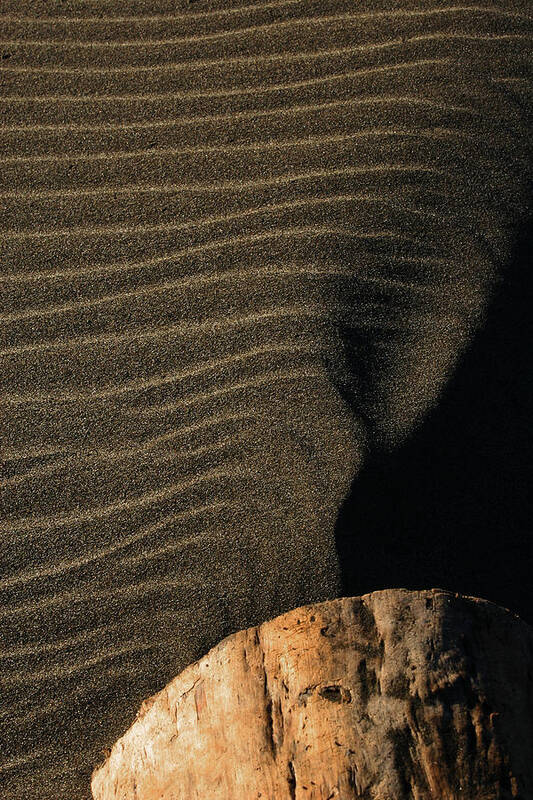 Sand Poster featuring the photograph Sand Patterns With Rock by Robert Woodward