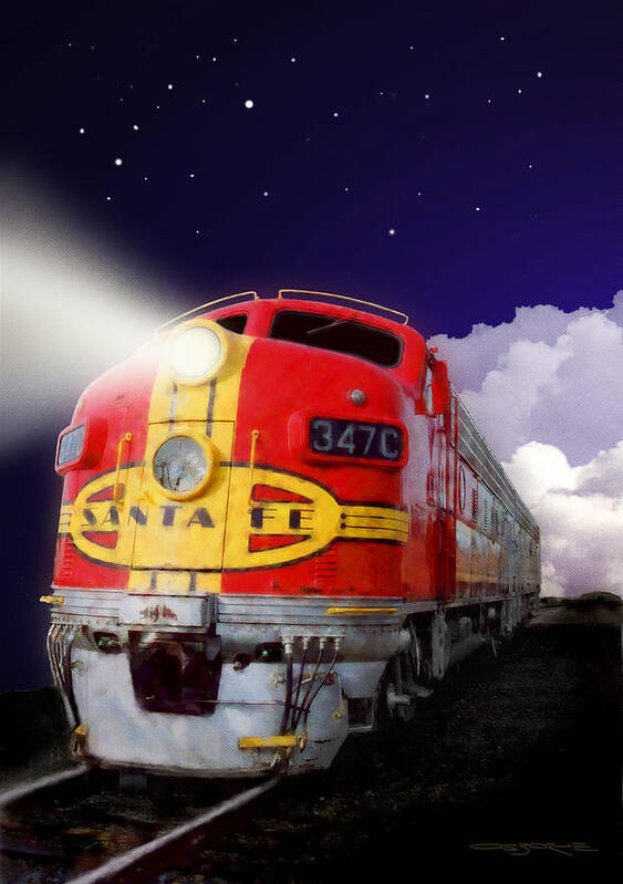 Locomotive Poster featuring the painting Santa Fe Loco by Patrick J Osborne