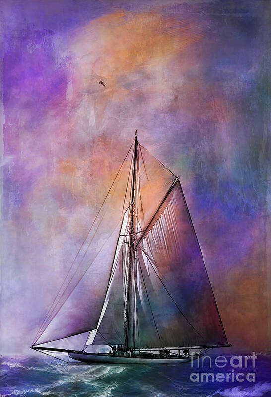 Cutter Poster featuring the painting Sea stories. II by Andrzej Szczerski