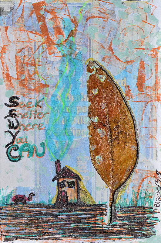 Lady Bug Poster featuring the drawing Seek Shelter Where You Can by Donna Blackhall