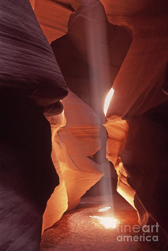 Sunbeam Poster featuring the photograph Shaft of Light Antelope Canyon by Liz Leyden