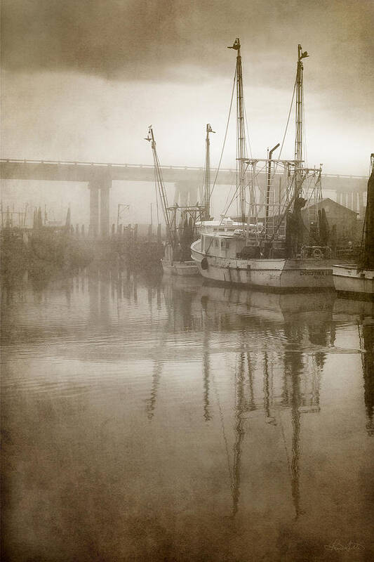 Shrimp Poster featuring the photograph Shrimp Boats in the Fog by Renee Sullivan
