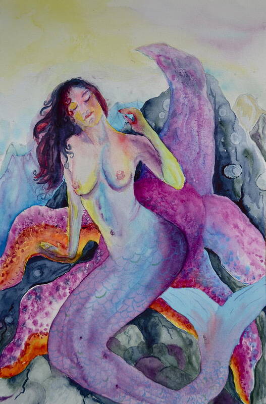 Mermaid Poster featuring the painting Siren Signal by Beverley Harper Tinsley