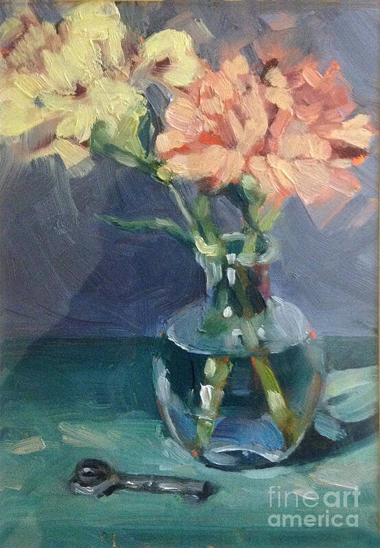 Glass Vase Poster featuring the painting SOLD - Skinny Dipping by Nancy Parsons