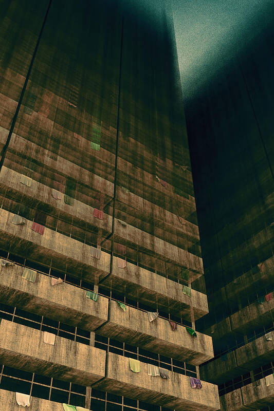 Apartments Poster featuring the digital art Slums of Metropolis by Matthew Lindley