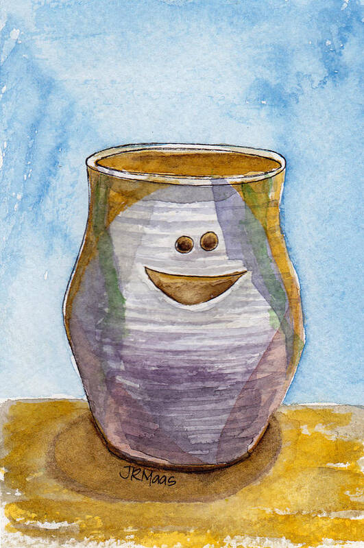 Pottery Poster featuring the painting Smiley Faced Egg Separator by Julie Maas