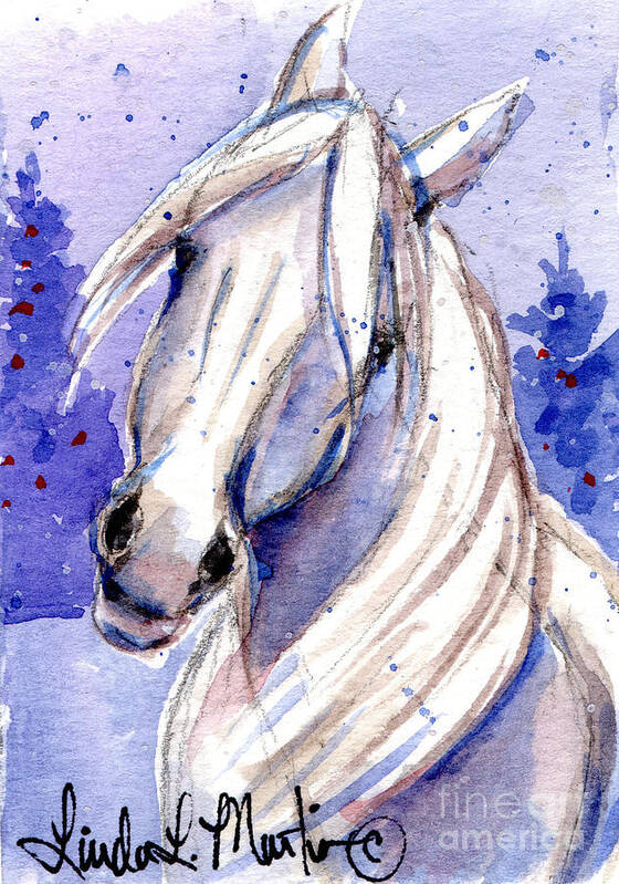 White Pony Poster featuring the painting Snow Pony 3 by Linda L Martin