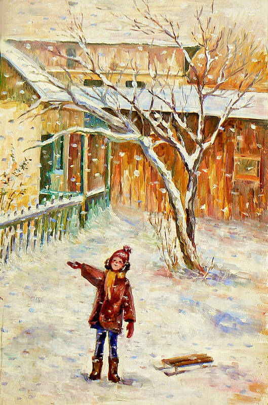 Painting Poster featuring the painting Snowing by Svetlana Nassyrov