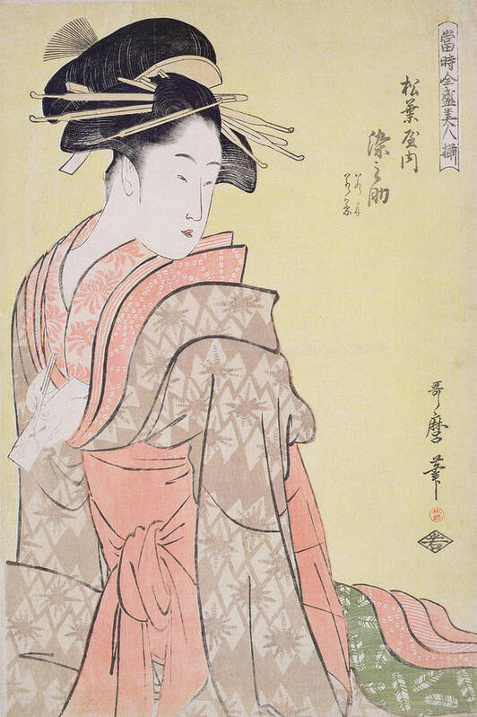 Female Poster featuring the painting Somenosuke Of Matsubaya by Kitagawa Utamaro