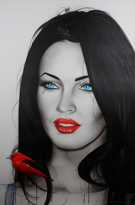 Megan Fox Poster featuring the painting Song Bird by Christian Chapman Art
