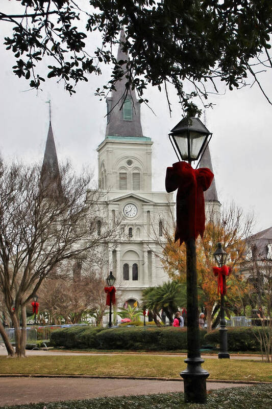 St Louis Cathedral Poster featuring the photograph St. Louis Cathedral at Christmas by Lynn Jordan