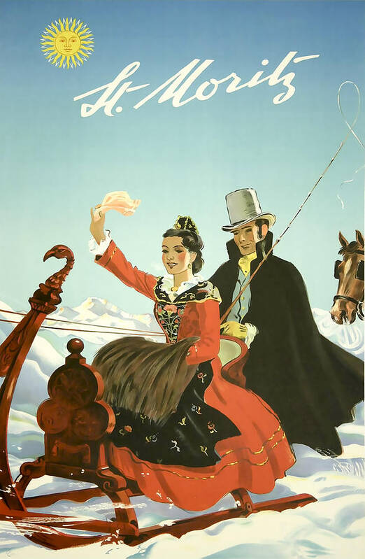 St Moritz Poster featuring the mixed media St Moritz by David Wagner