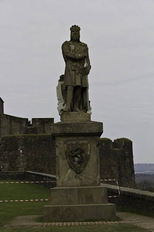 Action Poster featuring the photograph Statue of Robert the Bruce on the castle esplanade at Stirling Castle by Ashish Agarwal