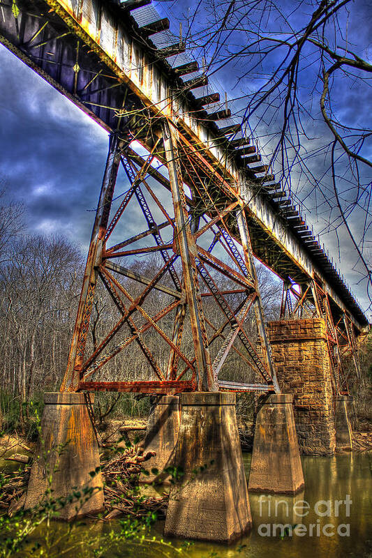 Reid Callaway Railroad Poster featuring the photograph Steel Strong RR Bridge Over the Yellow River by Reid Callaway