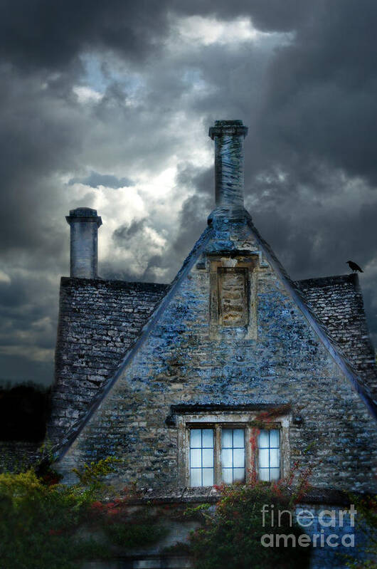 House Poster featuring the photograph Stone Cottage in a Storm by Jill Battaglia