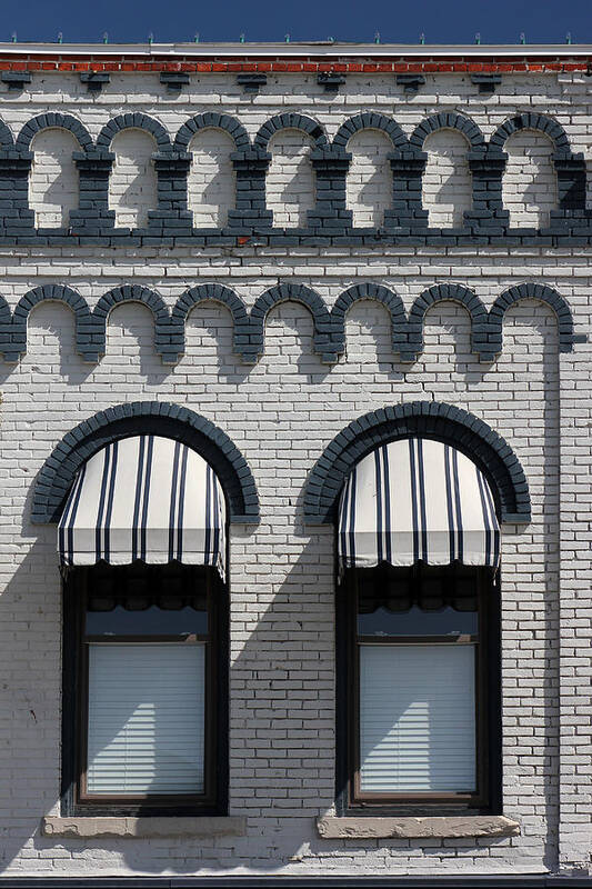 Window Poster featuring the photograph Striped Awnings 5 by Mary Bedy