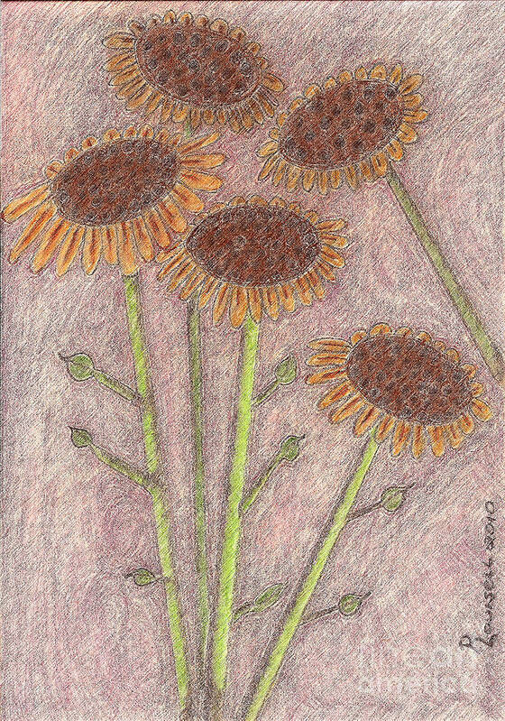 Pastel Poster featuring the pastel Sun Pods In Bloom by Robyn Louisell