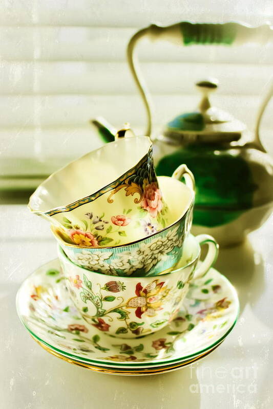 Tea Cups Poster featuring the photograph Sunday Morning by Colleen Kammerer