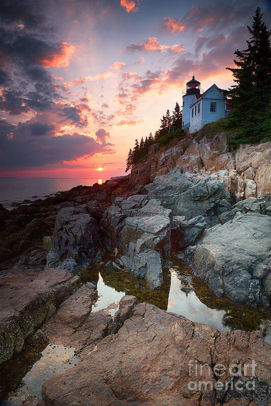 Acadia Poster featuring the photograph Sunset at Bass Harbor Lighthouse by Jane Rix