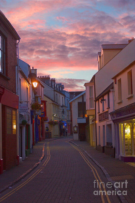 Tenby Poster featuring the photograph Sunset Street by Jeremy Hayden