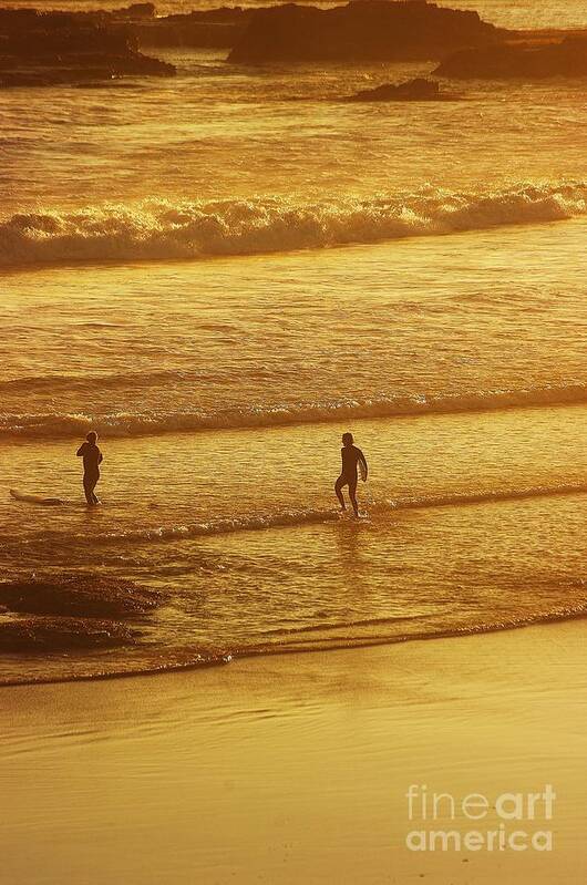 Blair Stuart Poster featuring the photograph Sunset Surfers by Blair Stuart
