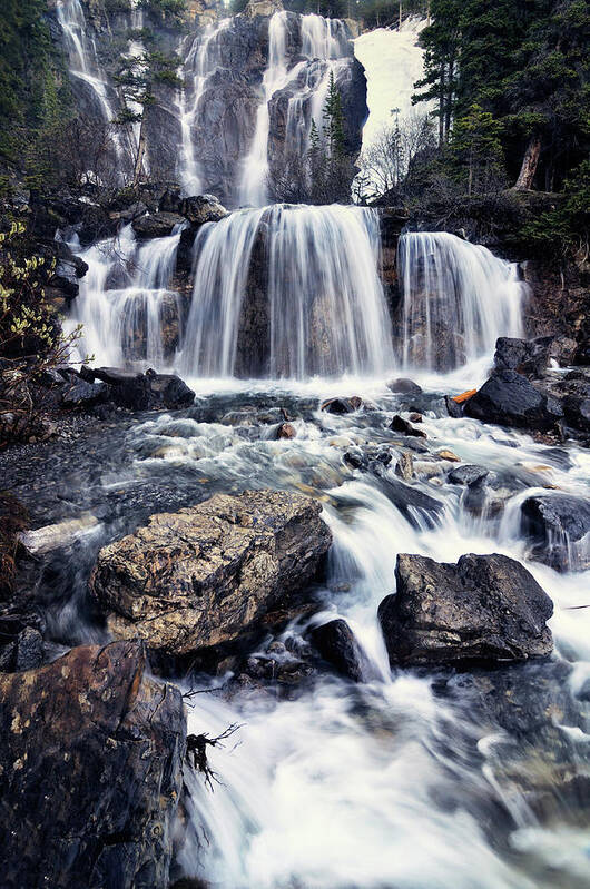 Extreme Terrain Poster featuring the photograph Tangle Falls Waterfall In Forest by Rezus