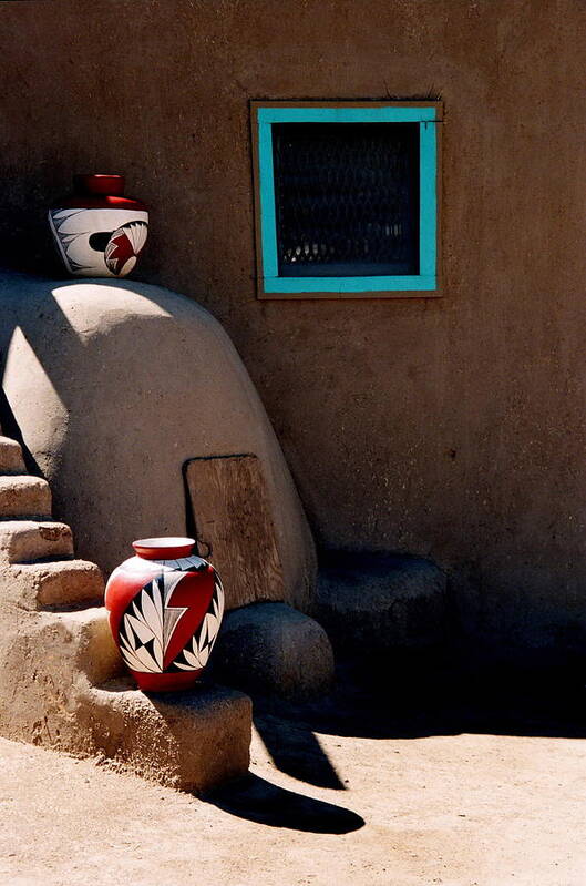 Taos Poster featuring the photograph Taos New Mexico Pottery by Jacqueline M Lewis