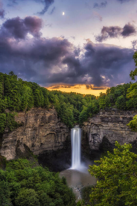 Mark Papke Poster featuring the photograph Taughannock at Dusk by Mark Papke