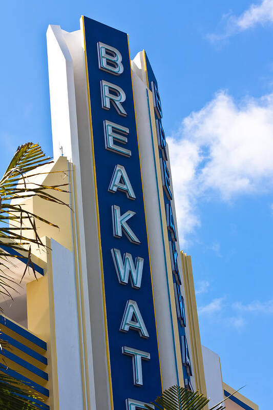 Breakwater Hotel Poster featuring the photograph The Breakwater Neon Sign by Ed Gleichman