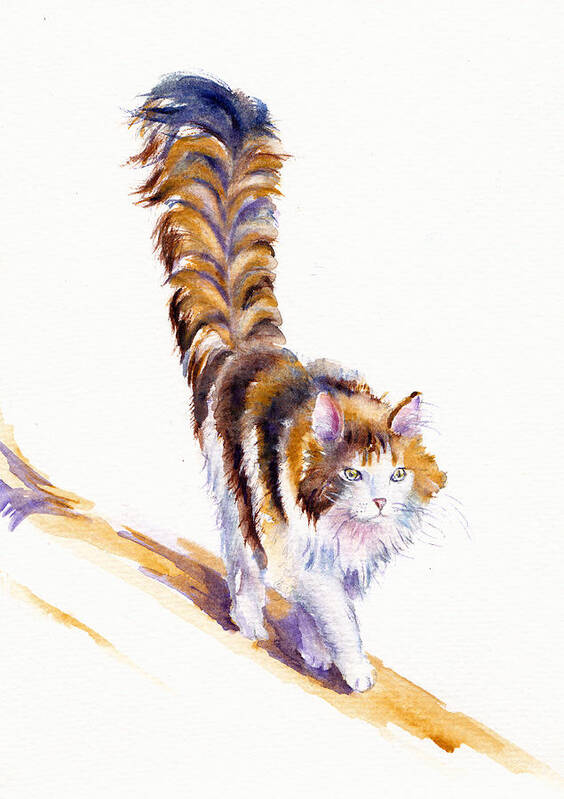 Cat Poster featuring the painting THE calico CAT THAT WALKED BY HIMSELF by Debra Hall