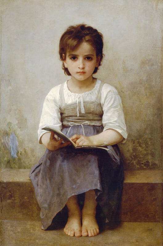 The Difficult Lesson Poster featuring the digital art The Difficult Lesson by William Bouguereau