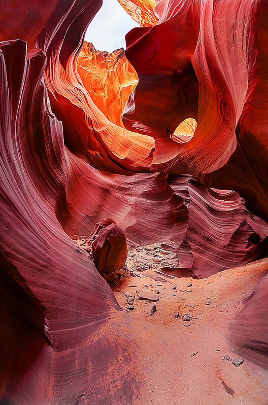 Antelope Canyon Poster featuring the photograph The Eye of Antelope Canyon by Jason Chu