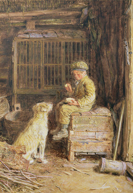 Barn Poster featuring the painting The Frugal Meal by William Henry Hunt