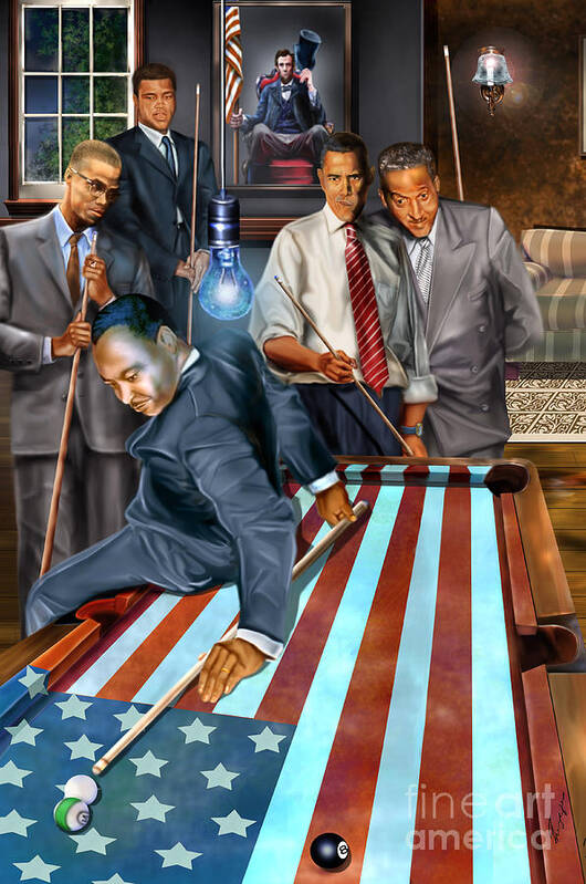 Abraham Lincoln Poster featuring the painting The Game Changers and Table runners by Reggie Duffie
